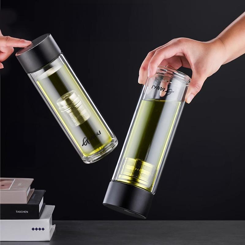 Tea Cup Tea Cup Water Cup Men And Women Large Capacity  New double-layer anti-scalding Magnetic Glass Office Cup