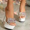 Fashion 13/15CM Thin High Heels Sandals With Rhinestone Women 2025 Summer Platform Party Shoes Platform Transparent PVC Dress Shoes