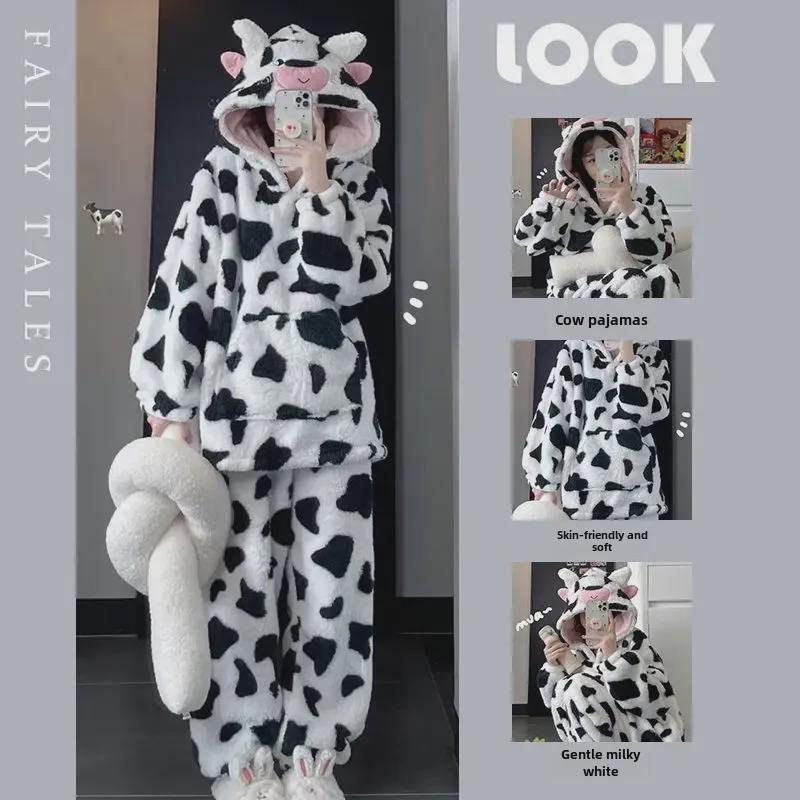 

Women s Winter Hooded Pajamas with Thick Coral Fleece for Dorms and Outdoor Wear XL