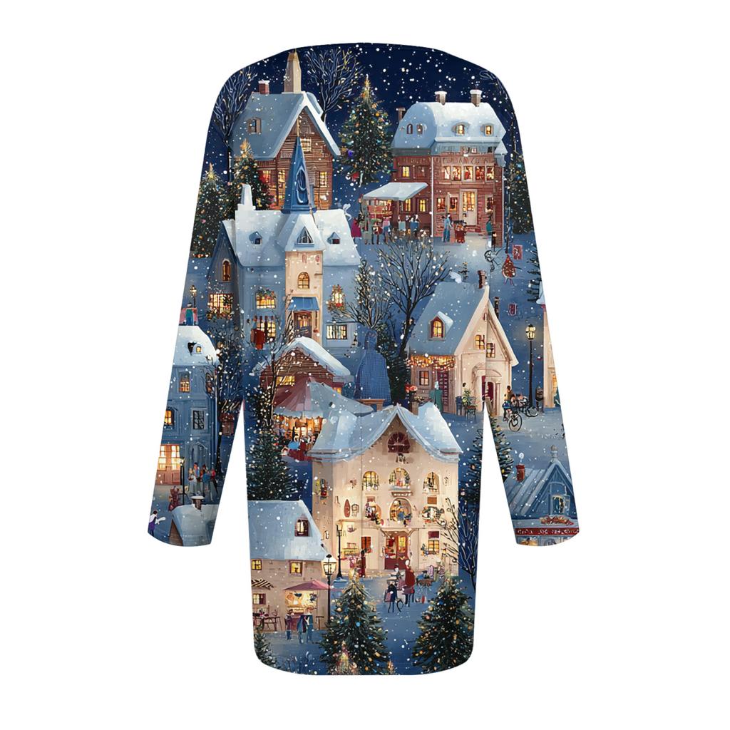 Damen Modisches Lässiges Langärmliges Übergröße Print Top Übergröße Floral Print Top