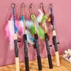 Cat Toys Fish Shape Telescopic Feathers Cat Stick Simulation Fishing Rod Kitten Funny Playing Toy Cat Interactive Wand Toy