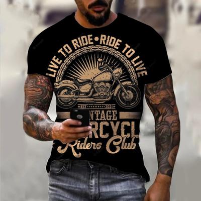 Senoviniai motociklų marškinėliai vyrams 3D lenktynių spausdinti palaidi trumpomis rankovėmis Juokingi gatvės drabužiai Laisvalaikio dviračių sportiniai marškinėliai su iškirpte