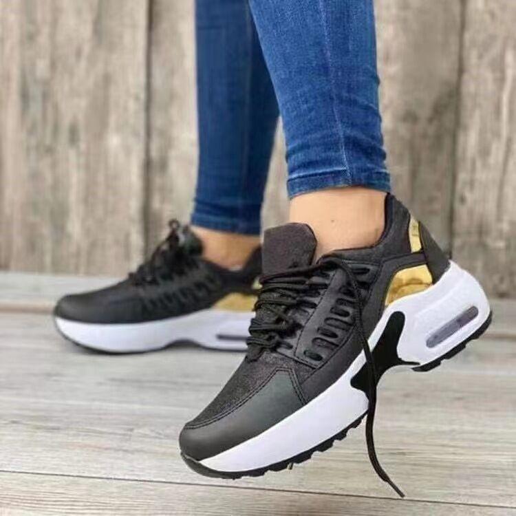 Foreign Trade Large Size 2025 European and American New Casual Sports Shoes Women's Flying Woven Slope Heel Round Head Lace-up Mesh Breathable Wo