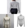 Bodysuit Long Sleeve High Neck Stretch Fabric For Elegant Womens Fashion