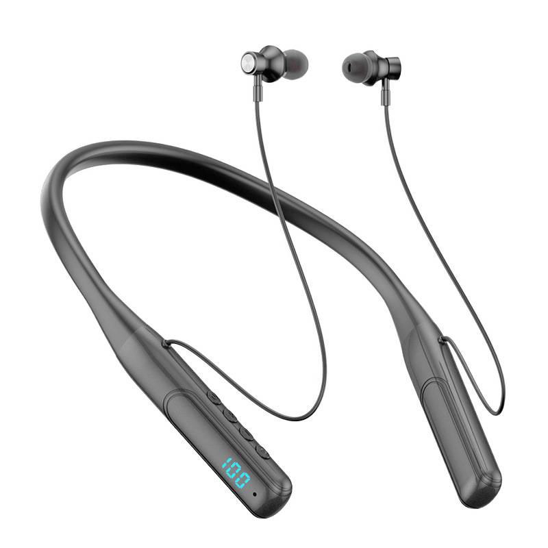 Neckband Bluetooth Sports Gaming Headphones with Digital Display and Extended Battery Life Compatible with All Brands