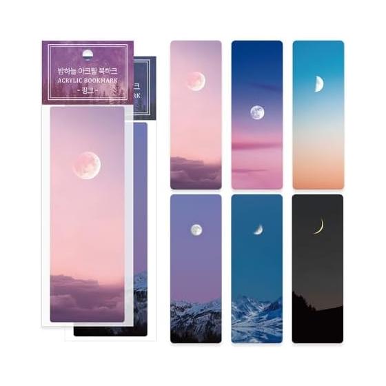 Monolike Nightsky (Pink & Blue) Acrylic Bookmark 6P SET - Nightsky Pink+Blue Acrylic Bookmark 6P SET - Modern book accessories that will brighten up