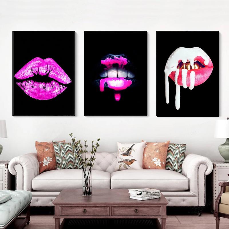 

Poster Printing Wall Art Painting Home Sexy Female Red Lips Waterproof Painting Living Room Picture Can Be Customized