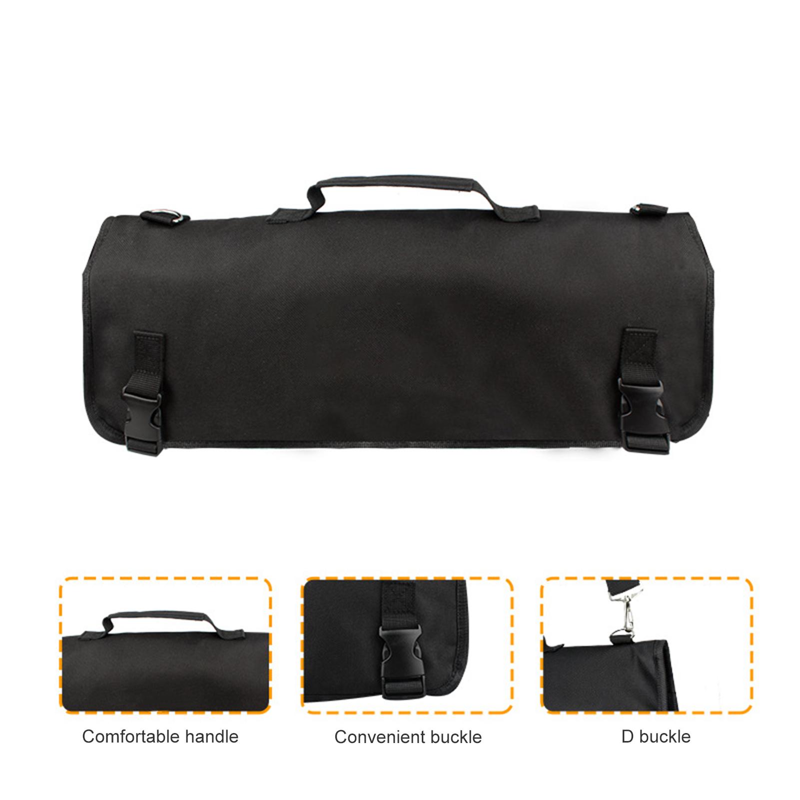 

Чехол для ножей, Сумка-ролл для шеф-ножей с прочным плечевым ремнем и ручкой, Портативная сумка для ножей, Чехол для ножа-топорика для мяса чёрный