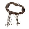 Bohemian Braided Cotton Rope Belt With Wooden Beads Adjustable Waist Cincher For Dresses And High Waist Pants
