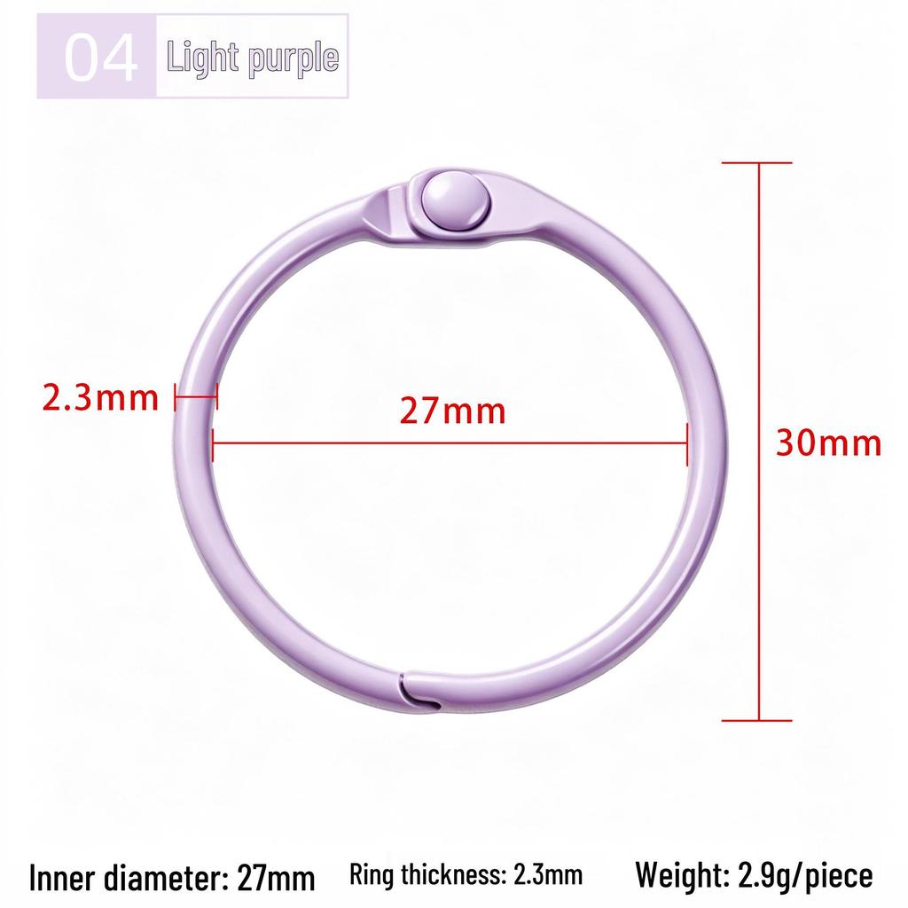 30mm Colorful Metal Book Ring & Keychain Buckle - DIY Open Jump, Loose-Leaf & Card Holder
