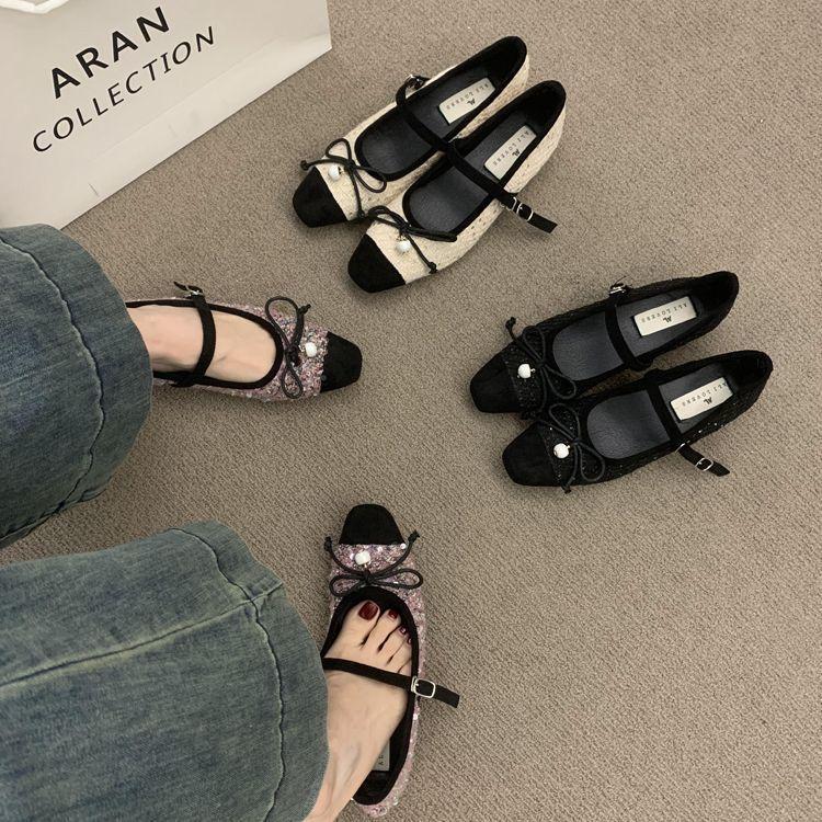 

French Xiaoxiangfeng pink sequined Mary Jane shoes, new in spring 2025, inner height increase, commuter, evening breeze single shoes 40 рожевий