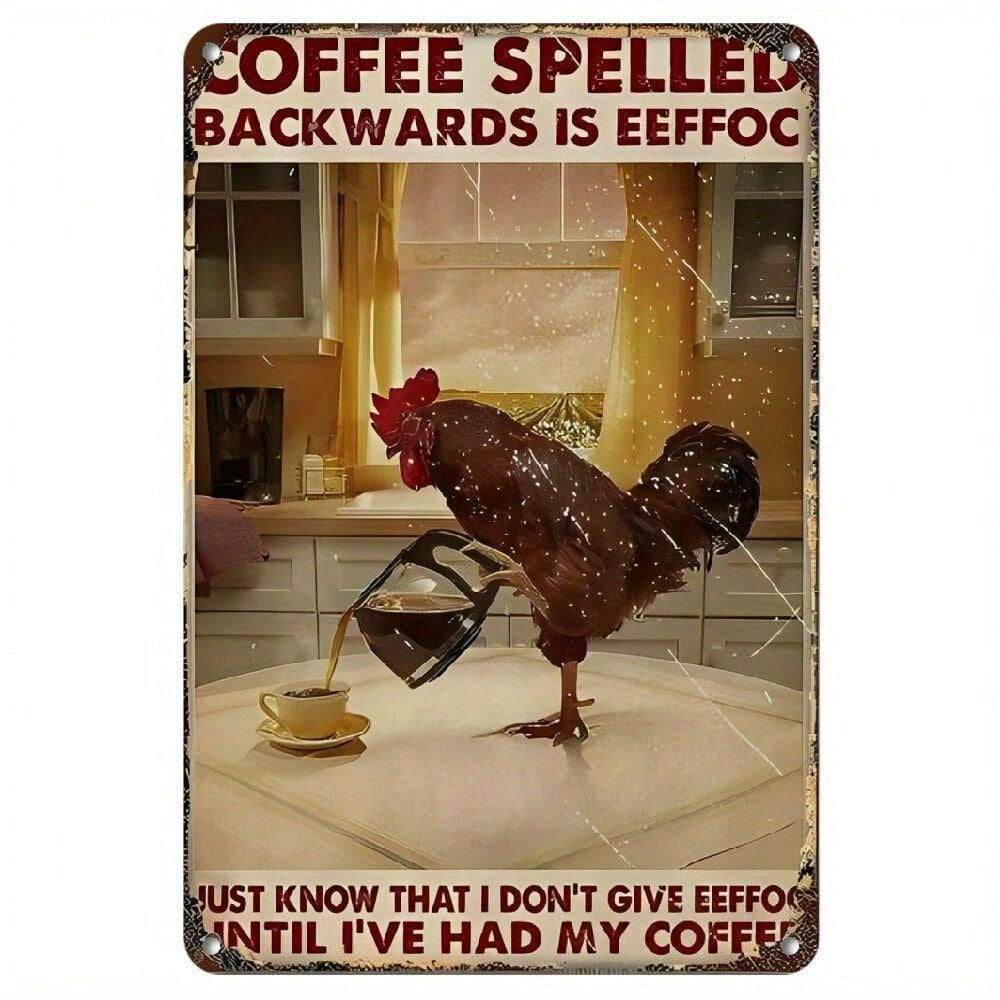 Planetjuice Vintage Chicken Metal Tin Sign Retro Kitchen Wall Decor X Inches 20X30CM