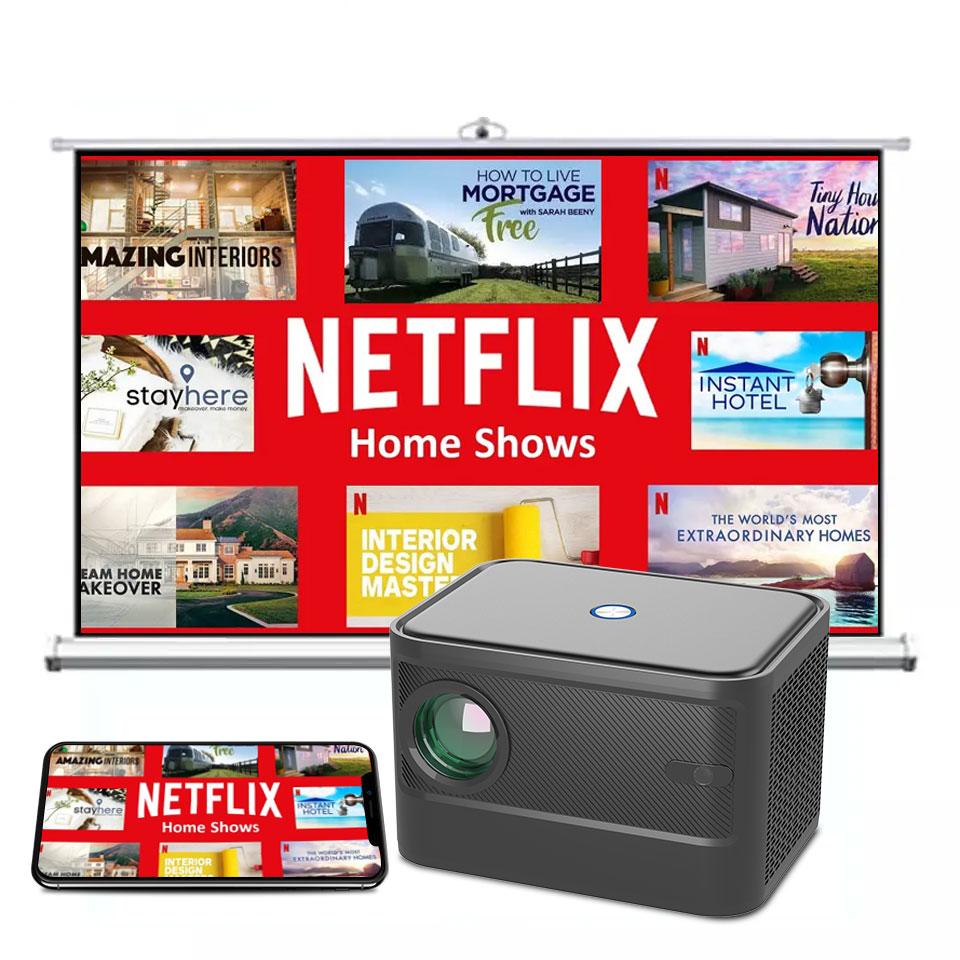 Přenosný projektor Hd 1080p 4k Domácí kino Lcd Projektor Chytrý Android TV Video Projektor Telefon Projektor Led Projektory