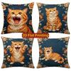 Vintage Floral Orange Cat Decorative Throw Pillow Covers Pattern Cushion Cover Suitable for Sofa Bedroom Car Pillow Cover