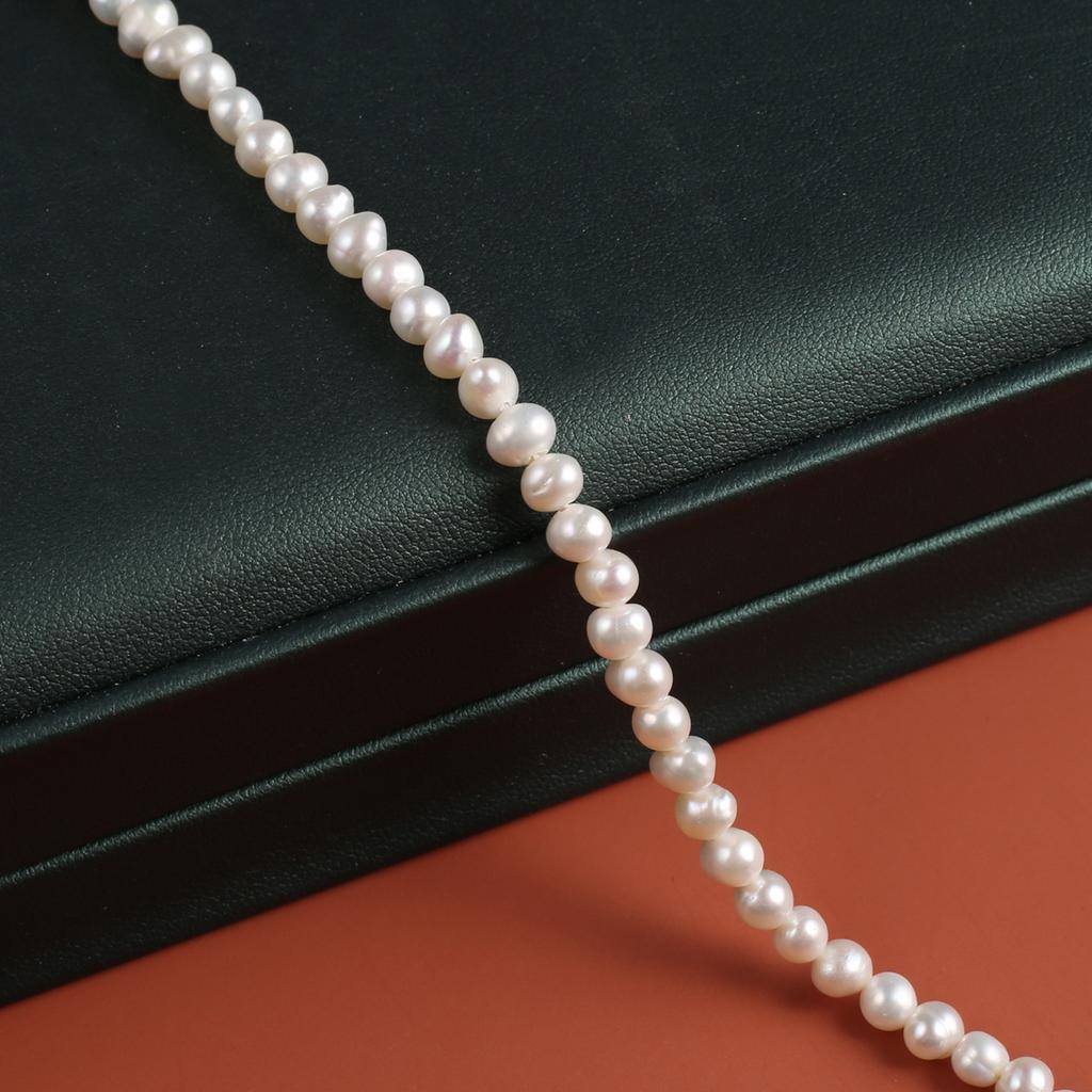 1String, White Natural Freshwater Pearls, 4.5-5mm, Handmade Near Round Pearl Beads for Jewelry Making DIY, Cheapest Items Available 36cm