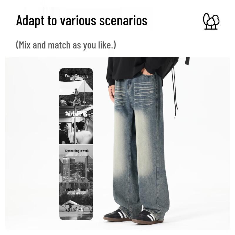 Mark Fairwhale Men's 2025 Autumn Loose Fit Distressed Straight Leg Jeans