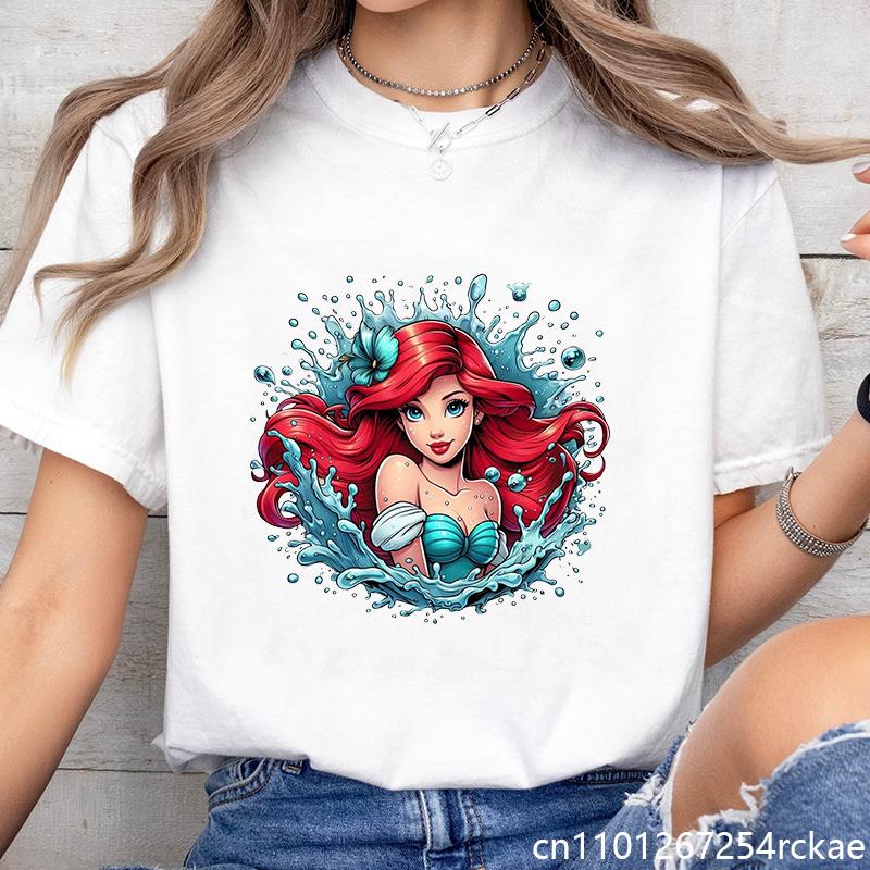 The Little Mermaid Ariel Princess Head Printed TShirt Womens Summer Fashion Casual Shirt Anime Harajuku TShirt Women S