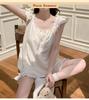 2026 Summer Women's Pajama Set: Princess Style Cloud Cotton Camisole with Built-in Bra