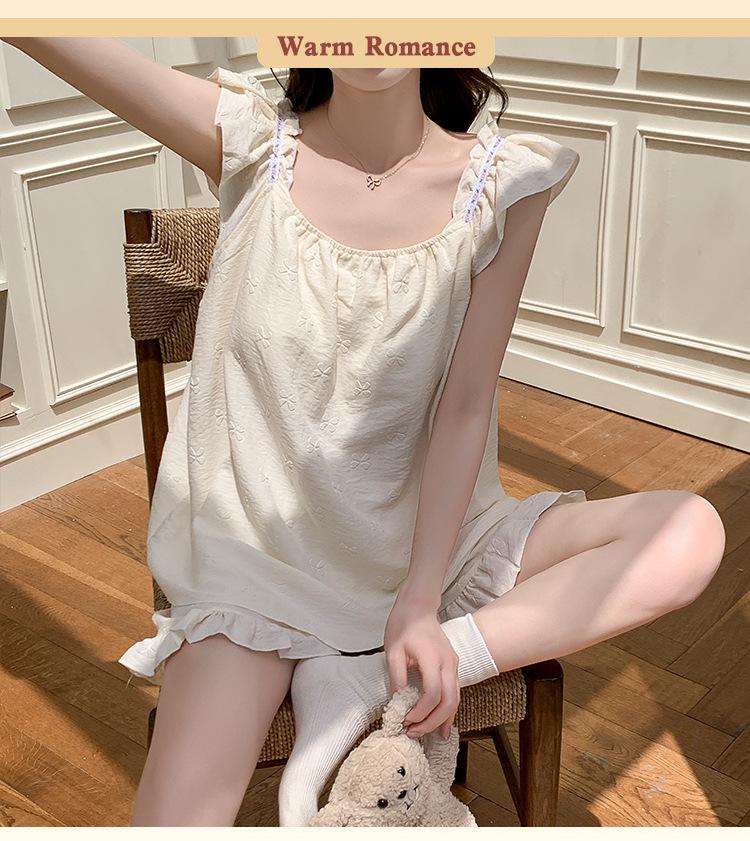 2026 Summer Women's Pajama Set: Princess Style Cloud Cotton Camisole with Built-in Bra