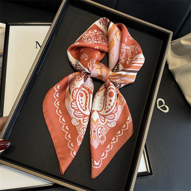 Artistic contrasting color simulation silk printing women's silk scarf square scarf high-end shawl sunscreen neck scarf headscarf scarf