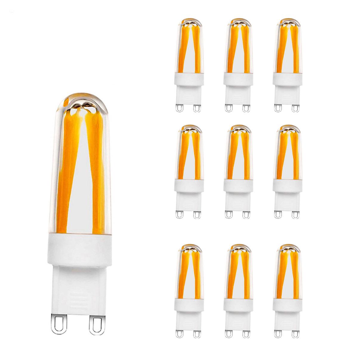 

10pcs Dimmable G9 LED Bulb, 2W 4W 220V COB Filament Lamp, Super Bright for Chandelier, Replace 20W 30W Halogen Warm White 10pcs 2w led bulb