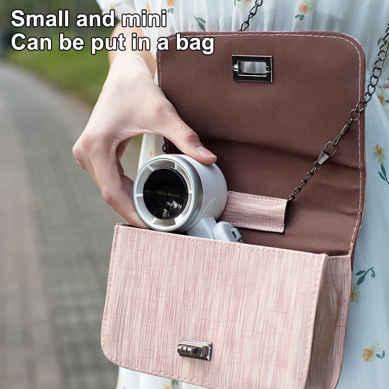 Handheld Fan With Digital Display Portable Travel Handheld Fan Mini Foldable Desk Fan With 5-Speed Adjustable For Outdoor