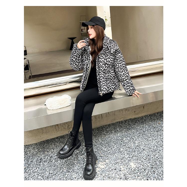 Make A Statement This Winter with Our Bold Leopard Print Loose-Fit Hooded Jacket for Women