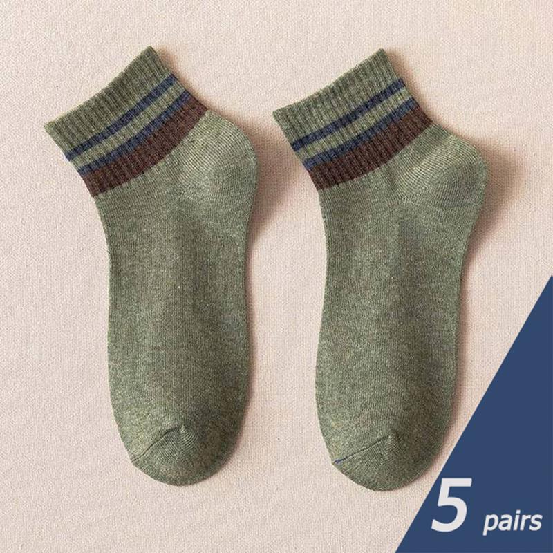LKWDer Brand 5 Pairs Autumn Winter Men Thermal Socks Solid Color Stripe Fashion Casual Cotton Sweat Absorption Thick Comfortable