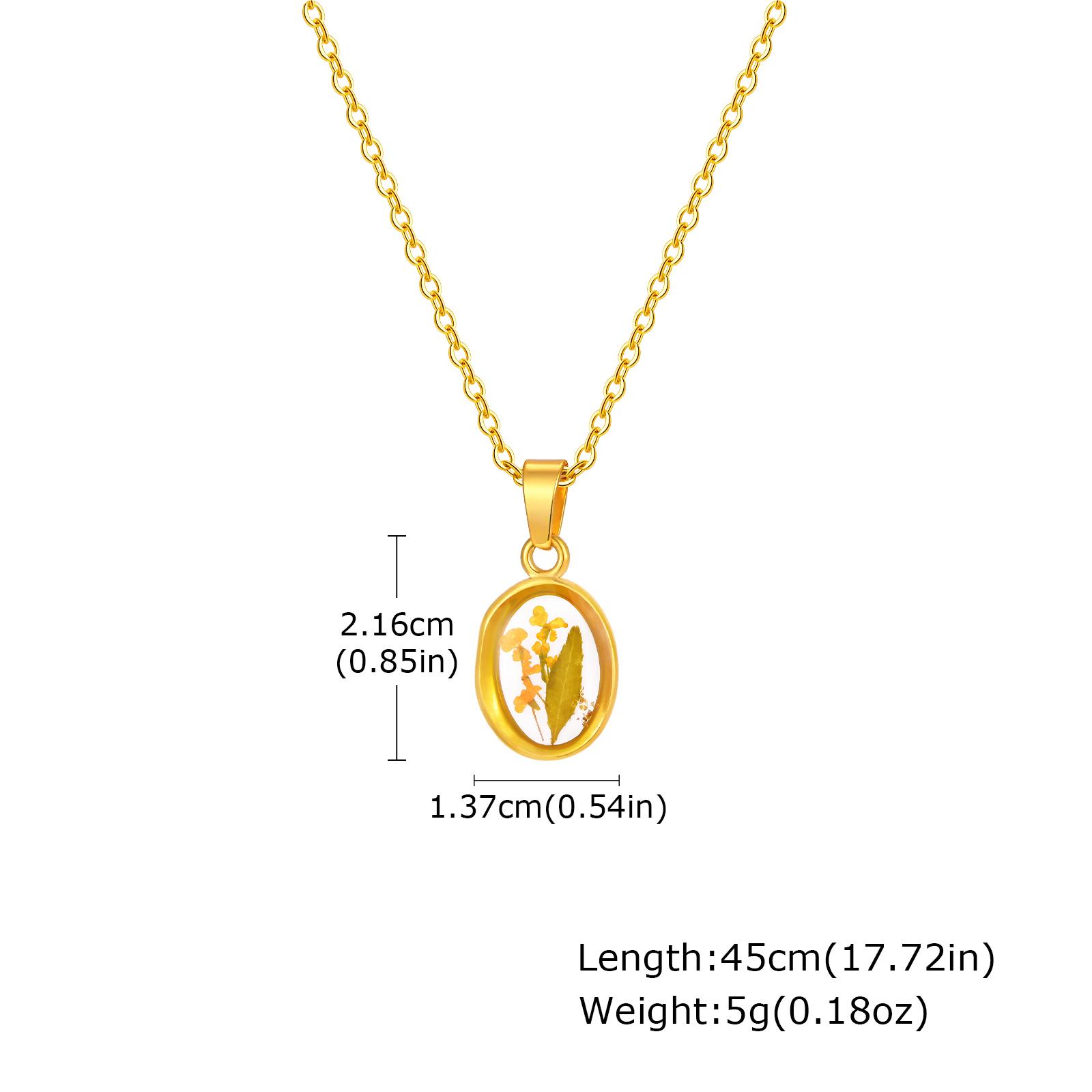 

Chic Handmade Pressed Dried Flower Pendant Necklace for Women, Stainless Steel Geometric Necklace, Unique Fashion Jewelry Gift