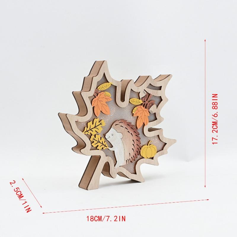 Autumn Wooden Carving Ornaments Farmhouse Rural Harvest Festival Pumpkin Maple Leaf Dining Table Wooden Crafts Ornaments