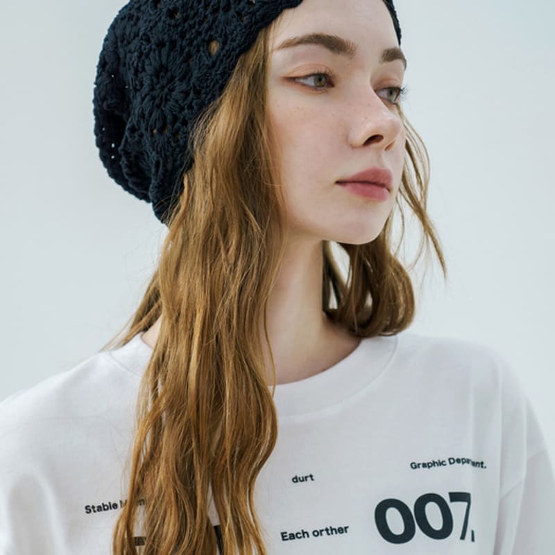 

meminn flower cozy cotton beanie hats 3colors Flower Cozy (Brown)