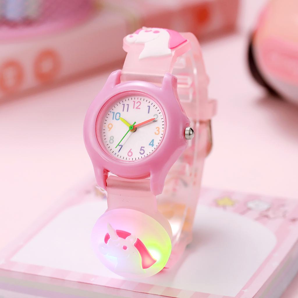 Cute cartoon unicorn luminous watch color scale children quartz watch, suitable for children birthday gift, Christmas gift