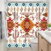 Orange Brown Western Aztec Cactus Shower Curtain Southwestern Boho Tribal Geometric Ethnic Bathroom Native American Waterproof