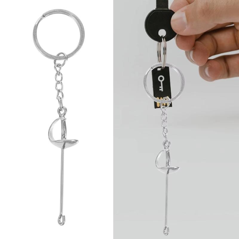 Creative Fencing Pendant Metal Keychain Bag Charm Keychain Accessories for Men Women Backpacks Handbag School Bag