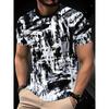 T-shirt da uomo con schizzi d'inchiostro astratti Nero Bianco Grunge Grafica 3D Stampata Creativa Manica Corta Girocollo Pullover Casual Top Abbigliamento Maschile Estivo