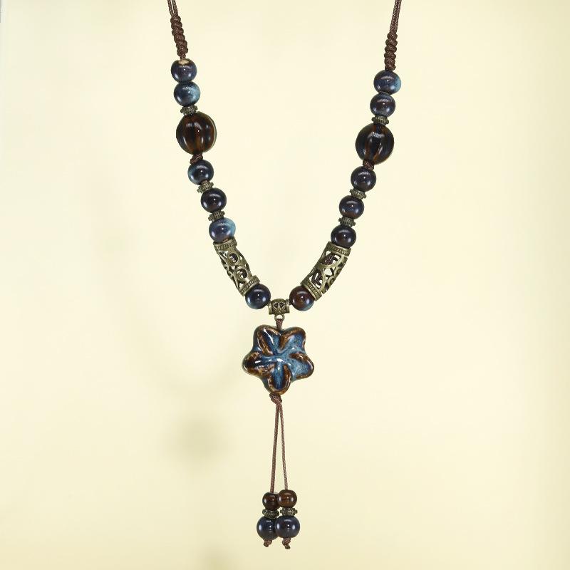 

Ретро-стиль Національний тренд Літературна керамічна підвіска Жіночий довгий кулон Студентський ланцюжок для светра Прості аксесуари одягу-джокер