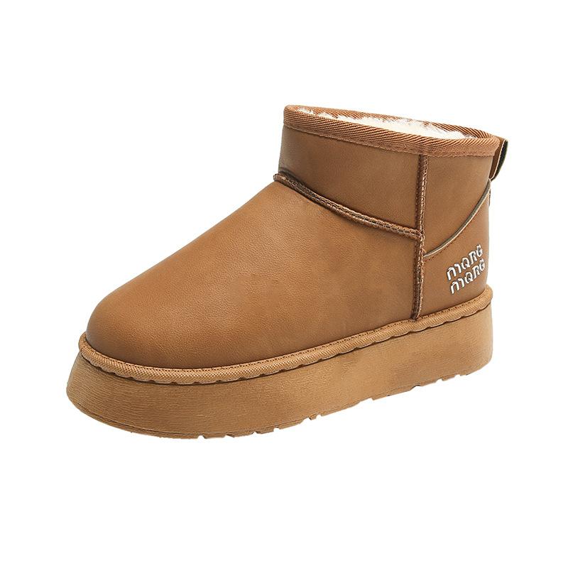 Snøstøvler med tykksåle og høy hæl i store størrelser for kvinners vinter nye fløyel fortykket student bomullssko bomullsstøvler