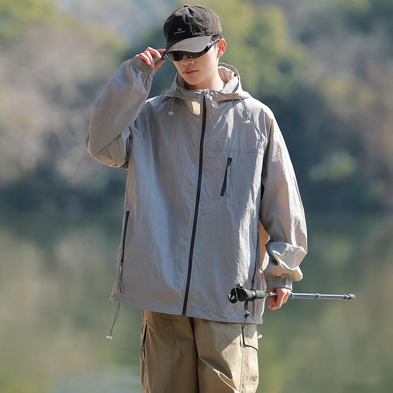 UPF10 + Sunscreen Top Jacket Men's Summer Ice Silk Hooded Sports Fishing Sunscreen Clothing Outdoor Light Sunscreen Clothing Women