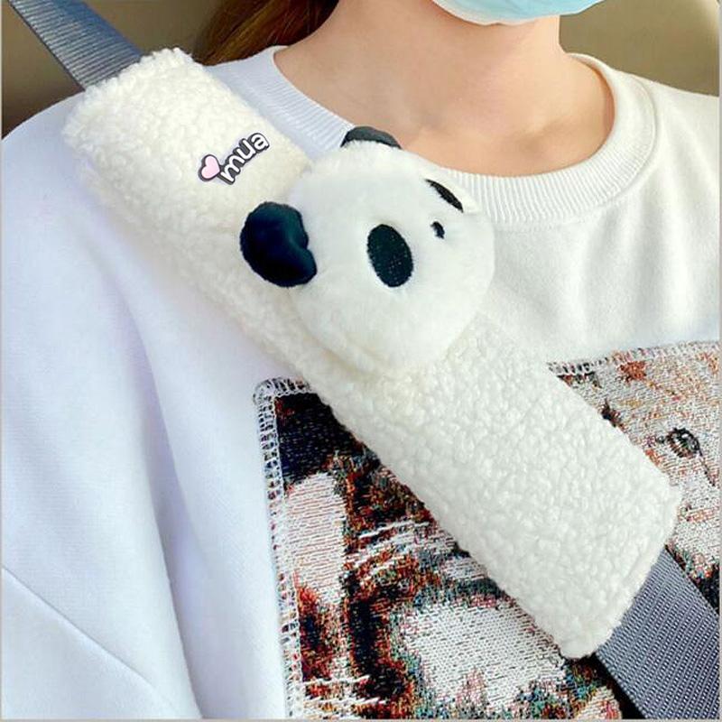 Cute Animal Toy Car Seatbelt Case For Neck Protection Cartoon Panda Car Seat Belt Cover Shoulder Pad Strap Harness Cushion