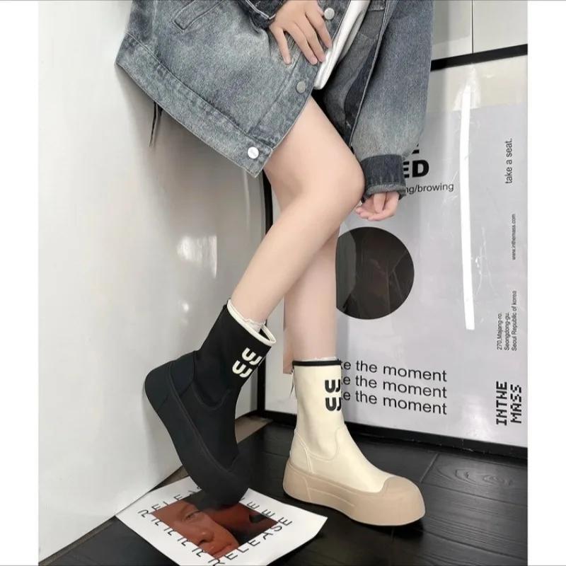 Fashion Winter Autumn Shoes Designer Brand Flat Heel Stretch Soft Leather Boot Sexy Over The Knee Boots Women Platform  High Boot