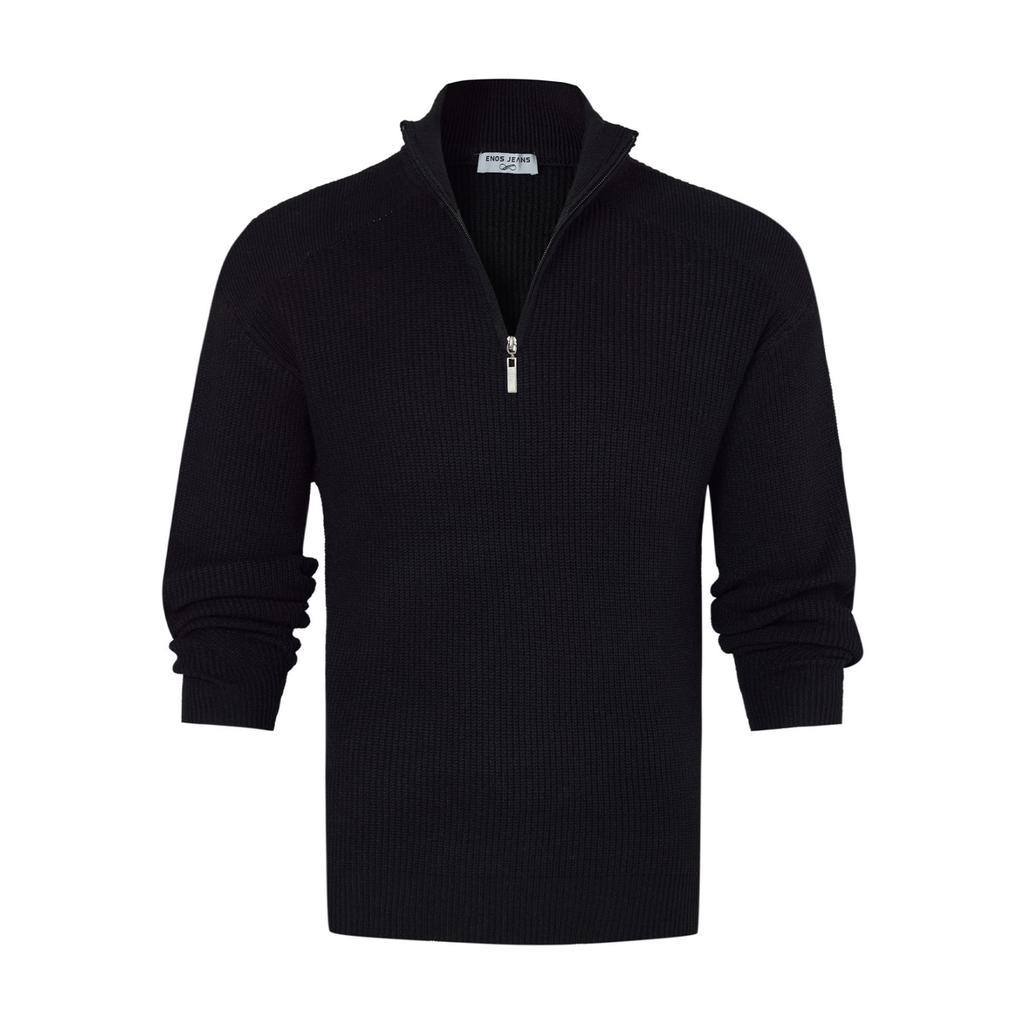 Pánská ležérní jednobarevná hřejivá a přiléhavá základní vrstva, pánský svetr s polovičním zipem a vysokým límcem s pleteným svetrem uvnitř