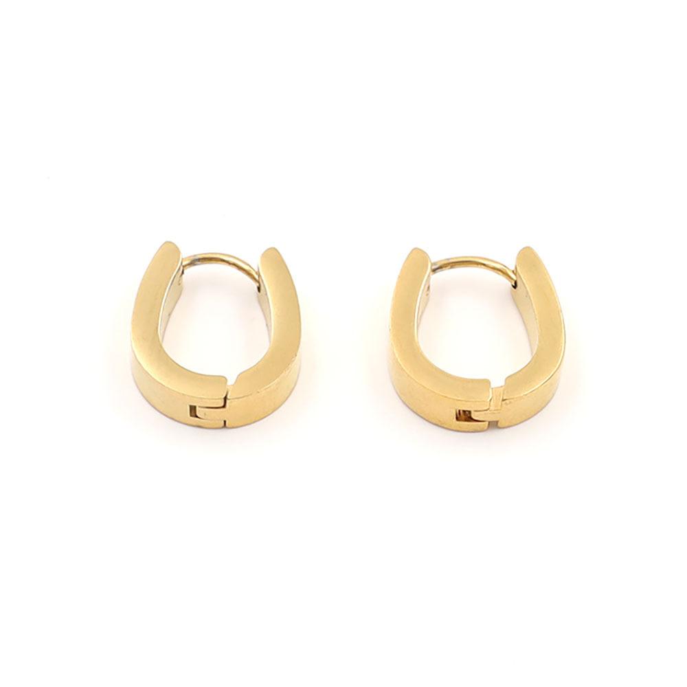 Stylish And Simple 18K Gold Oval Earrings, High-End Niche Titanium Steel Smooth U-Shaped Earrings For Women