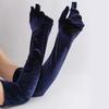 Full Finger Velvet Long Gloves 53cm Party Mittens Fashion Women's Fluffy Gloves  Party
