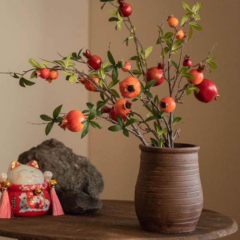 Simulated Pomegranate Fruit Branches for Home Soft Furnishings, Foam Fruit Decorative Flower Arrangement Ornaments