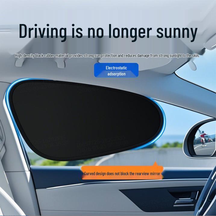 Driver's Seat Sunshade Curtain with Suction Cup and Electrostatic Adsorption for Sun Protection