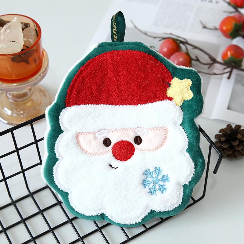 Christmas Hanging Hand Towels For Bathroom Christmas Tree Kitchen Towels With Loop Absorbent Soft Santa Gingerbread Decorative