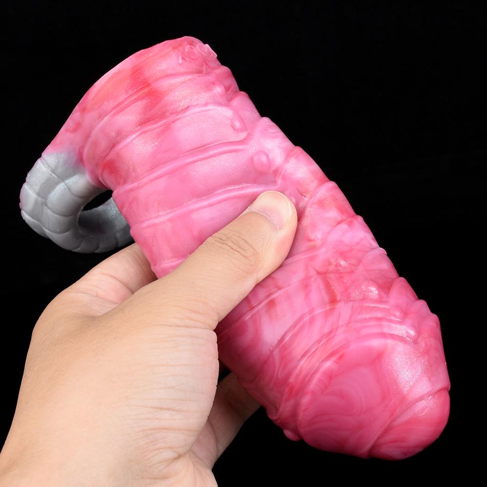 YOCY Men Cock Sheath Monster Dildo Sleeve Condom Penis Enlargement Liquid Silicone Sex Toys for Couples