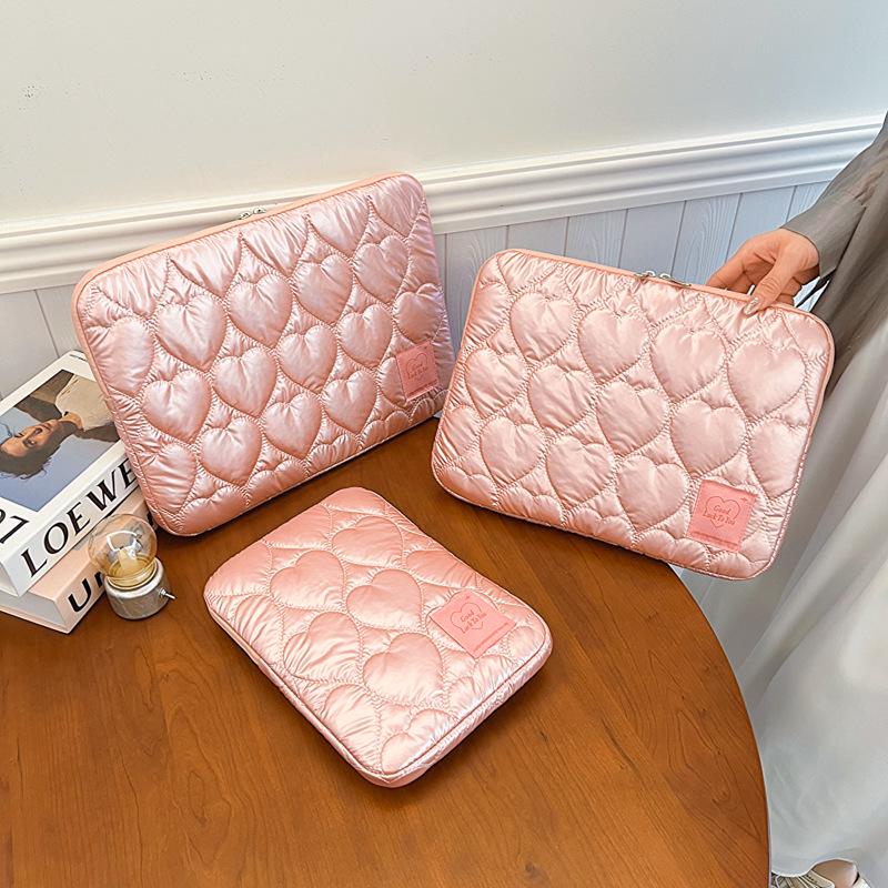 Capa Doce Bordada Coreana para Laptop de 15 polegadas e iPad de 11 polegadas, Design Macaron de Algodão Multicolorido