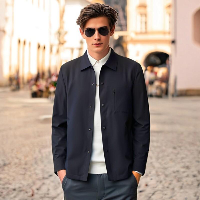 

Весна Новая Мужская Куртка Исполнительный Деловой Повседневный Среднего возраста Лацкан Простой Верх Куртка Папы Мужская 4XL