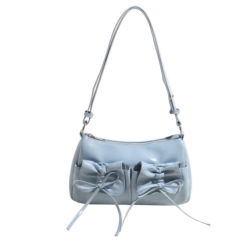 

Wholesale New Product Trend Ballet Style Bow Folded Underarm Tote Bag Premium Texture Versatile Messenger Bag Women синий